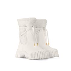 LOUIS VUITTON® - Ruby Flat Ankle Boot - White Half Boots, Luxury Winter, Trunk Bag, Ankle Boots Flat, Leather Denim, Louis Vuitton Official, Buckle Shoes, Silver Jewelry Fashion, Monogram Bag