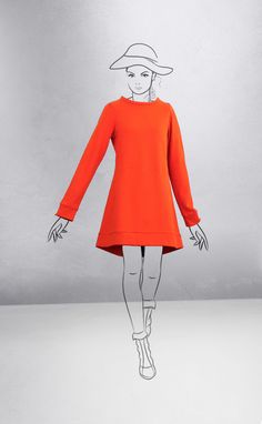 Cute and cuddly sweatshirt-dress in bright orange. Austrian Design. Cute And Cuddly