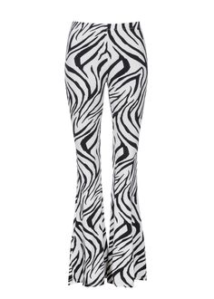 Pants Png, Zebra Pant, Printed Bell Bottoms, Bodycon Outfits, Black And White Pants, Printed Flare Pants, Valentino Fashion, Shoes Illustration, White Zebra