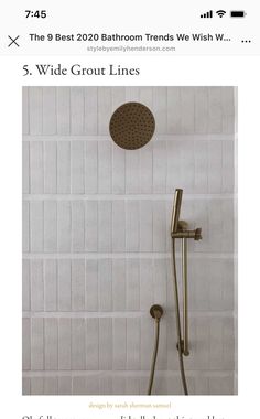 an image of a shower head with the words 5 wide grout lines