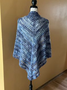 Light and airy crocheted shawl. Great for summer as a light wrap or swim suit cover up. Washable yarn is sprinkled with tiny sequins throughout. Beach Crochet Shawl One Size, One Size Blue Shawl For Beach, Crocheted Shawl, Summer Shawl, Swim Suit Cover, Suit Covers, Crochet Shawl, Swimsuit Cover, Swim Suit