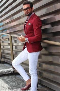 Cheap Suits For Men, Cheap Suits, Red Blazer Jacket, Jeans Outfit Men, White Jeans Men, White Jeans Outfit, Dress Suits For Men, Jeans Outfits, Outfit Trends