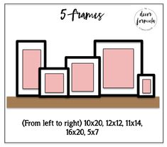 the 5 frames are shown on top of each other, and have pink squares in them