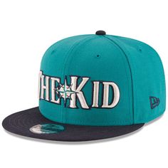 the kid new era 59fifty fitted cap in teal and navy blue