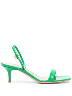 bright green calf leather patent finish open toe buckle-fastening ankle strap 55mm tapered heel Kitten Sandals, Gianvito Rossi Heels, Green Sandals, Going Green, Blue Heels, Bright Green, Gianvito Rossi, Stiletto Heel, Women's Shoes Sandals