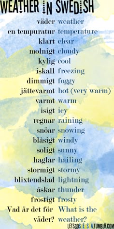 a poster with the words weather in swedish