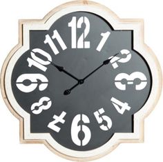 a black and white clock with numbers on the face is shown against a white background