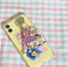 an iphone case with some pictures on it