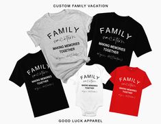 Custom Family Vacation Shirt, Matching Vacation Shirts, Vacation Shirts for Family, Family Trip 2022 Shirts, Summer Vacation Shirt for Kids CUSTOMIZE: Please send us a message if you would like a custom design created for any occasion. We will make it happen! SHIRTS: 100% preshrunk ringspun combed cotton / Unbranded A size chart is available in the last image of the listing PRINTING: Our shirts are printed with high quality inks on a DTG (Direct-To-Garment) printer. We also use high quality viny Funny Family Vacation Shirts, Family Vacation Shirts Matching, Group Vacation Shirts, Family Trip Shirts, Matching Vacation Shirts, Funny Vacation Shirts, Funny Vacation, Universal Trip, Fedora Fashion