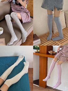 Material: CottonLength: Mid-calf socks. Over knee stockingsColor: White. Black. Grey. Coffee. Blue. Pink. Green