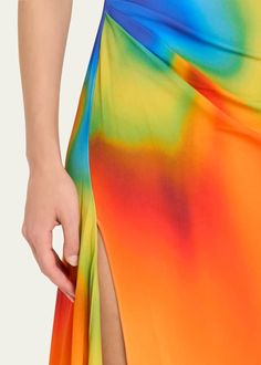 Monse Draped Rainbow Orchid Asymmetric Slip Dress - Bergdorf Goodman Bergdorf Goodman, Asymmetric Hem, Scoop Neckline, Midi Length, Orchids, Spaghetti Strap, The Dress, Slip Dress, Tops Designs