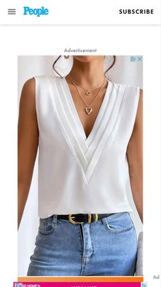 Casual Chique Stijl, Style Désinvolte Chic, Style Casual Chic, White Fashion Casual, Casual Vest, Summer Tank Tops, Polyester Dress, Fashion Seasons, V Neck Blouse