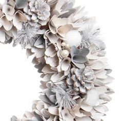 a close up of a wreath on a white background