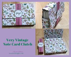 very vintage note card clutch in pink and white