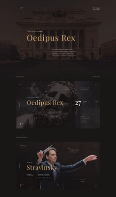 the website design for octopusus rex is shown in black and gold, with an image of