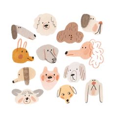 a bunch of dogs that are on top of each other in different shapes and sizes