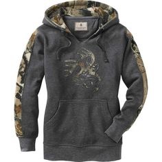 We took our most popular men's hoodie and made one just for you. Heavyweight high cotton blend hoodie in new colors and a true women's cut with Big Game Camo accents. Features a soft scoop neck opening for easy on-off and extra comfort. Material: 70% Cotton and 30% Polyester Wash: Machine wash cold. Non-chlorine bleach when needed. Tumble dry low. Low iron if needed. Size: XXL.  Color: Gray.  Gender: female.  Age Group: adult. Cheap Long Sleeve Camouflage T-shirt, Hoodie Images, Camouflage Outfits, Yoga Iyengar, Womens Camo, Camo Hoodie, White Tail, Vinyasa Yoga, Sports Hoodies