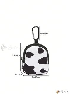 Bird in Bag - Fashionable Cow Print Coin Purse Mini Wallet Key Pouch Trendy Wallet Pouch For Mobile Phone, Cute Travel Coin Purse, Casual Portable Pouch Wallet, Casual Portable Bag For Personal Use, Trendy Black Compact Bag, Trendy Zipper Pouch Phone Bag, Rectangular Coin Purse With Pockets For Travel, Trendy Zipper Phone Bag, Portable Pouch Coin Purse For School