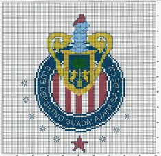 a cross stitch pattern with the coat of arms on it and an american flag in the center