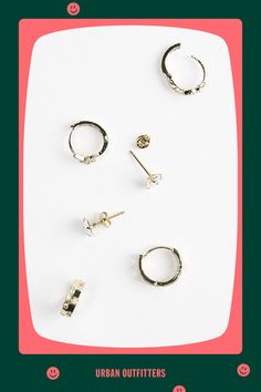 Mix and match hoop & stud earrings set. Includes 3 pairs of earrings with rhinestone detailing. Features Iced hoop earring set Gem accent earrings Hoop & stud shapes Content + Care Includes 3 pairs Mixed metals Wipe clean Imported | Iced Hoop Earring Set in Gold, Men's at Urban Outfitters Affordable Metal Earrings For Streetwear, Urban Outfitters Jewelry Gift, Punk Style Small Hoop Metal Earrings, Metal Hoop Earrings For Streetwear, Urban Outfitters Hoop Jewelry, Punk Style Metal Hypoallergenic Hoop Earrings, Hoop Earring Sets, Mens Accessories Jewelry, Brand Sale