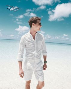 White Beach Outfit, White Outfit For Men, White Party Outfit, White Summer Outfits, Wedding Fotos, Mens Fashion Denim