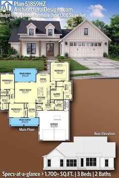 the floor plan for this house is very large and has two car garages on each side