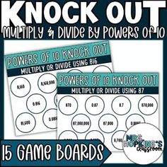 two game boards with the words knock out written in blue and white on them, next to each other