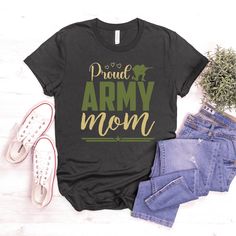 Proud Army Mom, Army Mom Shirts, Army Gifts, Military Shirt, Army Mom, Cotton Lights, Mom Shirt, Mom Gift