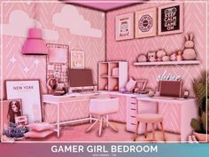 Gamer Girl Bedroom, Mods Sims 4, Gamer Bedroom, Sims 4 Anime, Sims 4 Bedroom, Cc Furniture