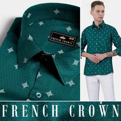 hidden Eden Green, Geometric Texture, Dobby Weave, Geometric Textures, Cotton Shirts For Men, Formal Casual, Shoulder Shirts, Giza, Oxford Shirt