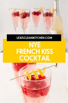 four glasses filled with pink liquid and garnished with lemon wedges in them