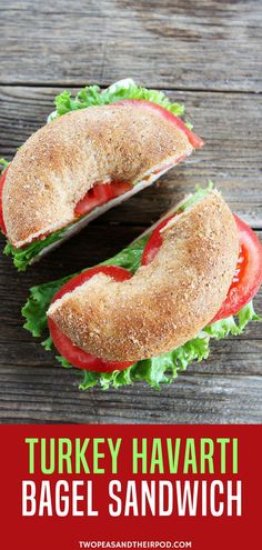 turkey havarti bagel sandwich with tomatoes and lettuce