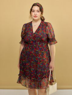 Dress Big Size, Vintage Mid-length Floral Print Dresses, Retro Floral Print Floor-length Maxi Dress, Red Floral Print Knee-length Midi Dress, V-neck Floral Print Rayon Midi Dress, Retro Vintage Floral Print V-neck Dress, Red Maxi, Casual Stripes, Printed Maxi