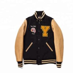 A premium quality varsity bomber jacket with any kind of customization such as your own design, custom size, color, Chenille patches, direct embroidered logos and patches, Sublimation patches, Distressed embroidered patches etc.. Outer Shell Made with high quality Wool  With Original Cowhide Leather Sleeve Inside 100 Percent Polyester Quilted lining 7 Twitch buttons on front Two side Leather Bone Pockets Knitted Ribb on neck, cuffs and waist belt College Varsity Jacket With Logo Patch, Collegiate Varsity Jacket With Logo Patch For College, Cotton Varsity Jacket With Logo Patch And Baseball Collar, Collegiate Varsity Jacket With Logo Patch For Winter, Collegiate Varsity Jacket With Logo Patch For Fall, Varsity Jacket With Logo Patch And Baseball Collar, Collegiate Winter Varsity Jacket With Patches, Cotton Varsity Jacket With Logo Patch, Collegiate Varsity Jacket With Patches For Winter