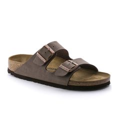 Birkenstock Arizona Slide Sandal (Unisex) - Mocha Birkibuc Sandals - Slide - The Heel Shoe Fitters Flip Flops Women, Ladies Slides, Two Strap Sandals, Mocha Brown, Birkenstock Arizona, Nubuck Leather, Flip Flop Sandals, Strap Sandals, Slide Sandals