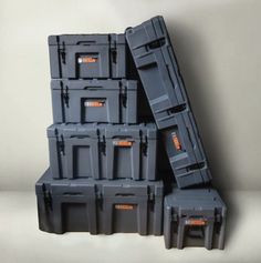 several plastic storage containers stacked on top of each other