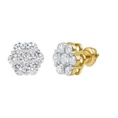 The Luxe 14K Yellow Gold Diamond Cluster Earrings provide a luxurious and refined sparkle with their 2.26ct diamonds. Perfect for adding a touch of elegance to any outfit. Metal: 14k Yellow Gold Earring Type: Stud Earrings Diamond Information: Natural Diamond Total Carat Weight: 2.26 ct. Diamond Color: HI Color Clarity: SI3/I1 Back Setting: Screw Back Luxury Cluster Diamond Earrings With Single Cut Diamonds, Luxury Diamond Cut Cluster Earrings, Dazzling Cluster Diamond Earrings, Yellow Gold Cluster Diamond Earrings With Vvs Clarity, Yellow Gold Cluster Diamond Earrings With Brilliant Cut, Diamond Cluster Earrings With Single Cuts, Classic Cluster Diamond Earrings With Vvs Clarity, Cluster Diamond Cut Diamond Earrings, Dazzling Cluster Diamond Earrings With Vvs Clarity