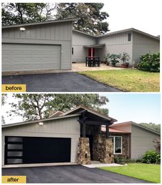 before and after photos of a house in the suburbs