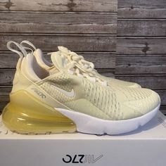 New Nike Air Max 270 Women&Apos;S Coconut Milk White Yellow Dj5991-100 Size 8.5 Brand New, No Noticeable Flaws But Marked As B-Grade, Check Pictures Fast Shipping Thank You! Nike Air Max 270 Coconut Milk, Nike Yellow Running Shoes For Marathon, Nike Dynamic Yellow Running Shoes, Nike Air Max 270 Women, New Nike Air, Air Max 270, Nike Air Max 270, Coconut Milk, Yellow White