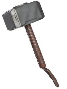 the avengers movie thor's hammer is shown on a white background and has brown leather handles