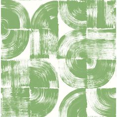 an abstract green and white wallpaper with circular shapes on it's side, in shades