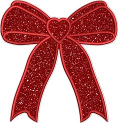 a red bow with glitter on it