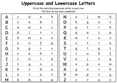 uppercase and lowercase letters worksheet