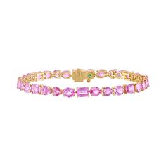 18k Gold Sapphire 11.5 Cts 4mm Stone Size Please allow 6-8 weeks for delivery. All prices are in US Dollars. As seen on Khloe Kardashian Jewelry Accessories Aesthetic, Bracelets Aesthetic, Sapphire Tennis Bracelet, Pink Sapphire Jewelry, Pink Tennis, Accessories Aesthetic, Dainty Gold Bracelet, Expensive Jewelry Luxury, Jewelry Accessories Ideas