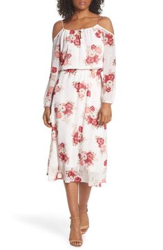 New Fraiche by J Cold Shoulder Midi Dress Dresses. [$114] ideasyoulove offers on top store Knitted Romper, Silk Midi Dress, Nordstrom Dresses, Satin Dresses, Dresses Online, Off Shoulder Dress, Nordstrom Rack, Cold Shoulder, Ball Gowns