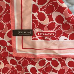 Brand New! Never Used! 100% Silk Vintage Coach Signature Print Silk Square Scarf In Pinks And Red **Stock Photo Not Same Scarf As One Sold Smoke-Free Home Red Plaid Scarf, Pocket Scarves, Silk Square Scarf, Pocket Light, Red Scarves, Coach Accessories, Accessories Vintage, Signature Print, Camel Color