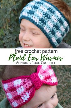 two children wearing crochet headbands with the words free crochet pattern paid