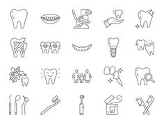 Dental Hygienist Tattoo, Toothbrush Tattoo, Tooth Outline, Teeth Diagram, Dental Logos, Teeth Illustration, Dental Studio, Tooth Icon, Tooth Cartoon