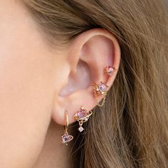 Mismatched Earrings, Hoop Earring Sets, Pink Earrings, Cartilage Earrings, Heart Earrings Studs, Pretty Jewellery, Ear Jewelry, Cute Earrings, Piercing Jewelry