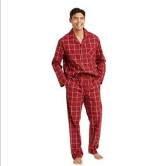 New Goodfellow Mens Woven Pajama Set 97% Cotton 3% Spandex Mens Flannel Pajamas, Mens Plaid Flannel, Family Pajama Sets, Plaid Pajama Pants, Mens Pajamas Set, Flannel Pajama Sets, Man Weave, Plaid Pajamas, Mens Flannel